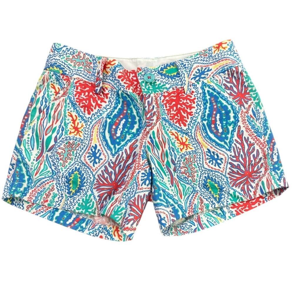 LILLY PULITZER Women's Colorful Coral Print Cotton 5" Callahan Shorts Size 00